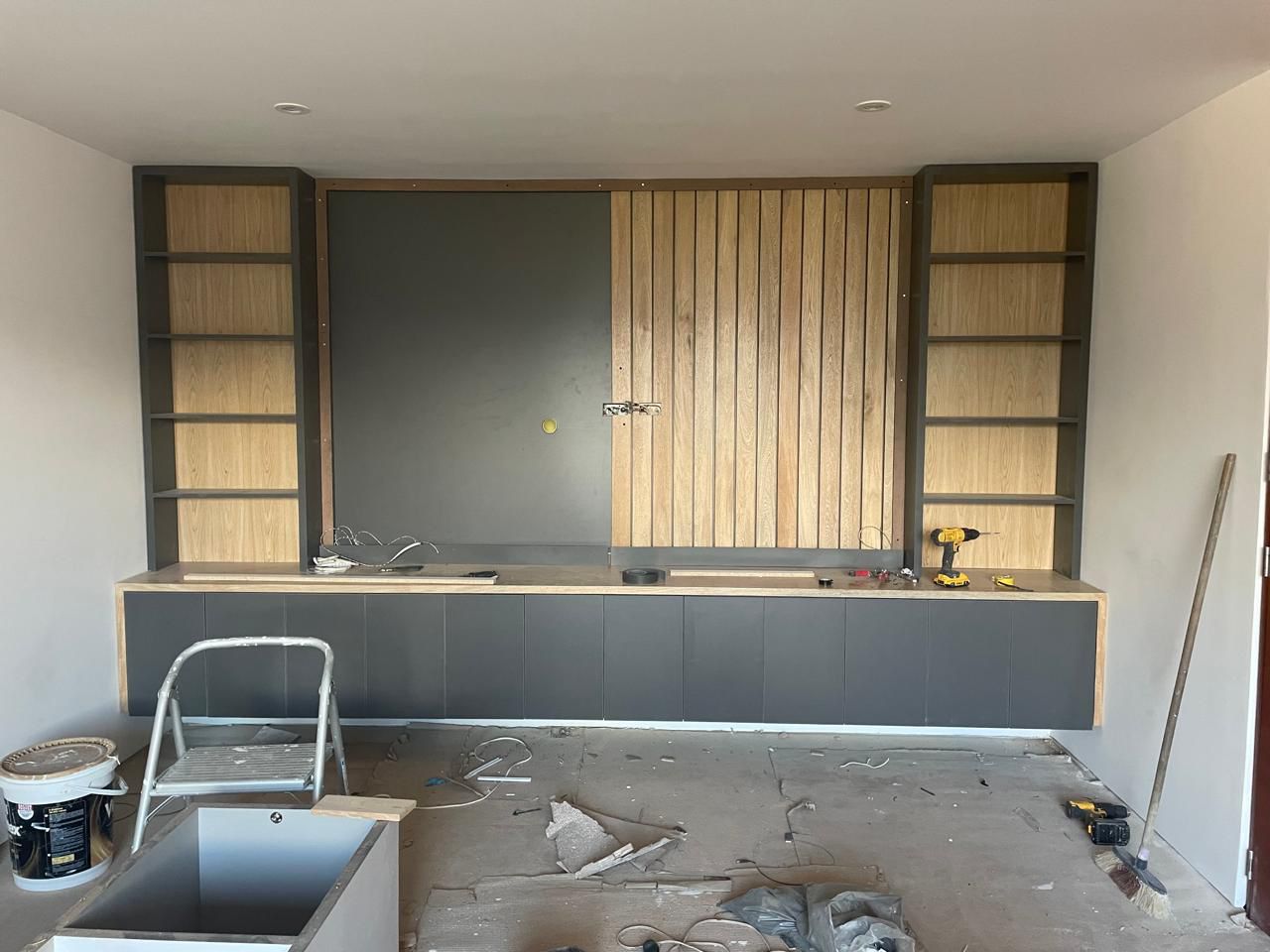 Post construction cleanup of a living room